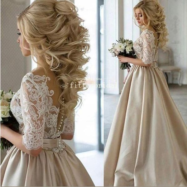 vintage arabic lace half sleeves a line princess wedding gowns long bateau pearls tulle princess bridal dresses with see through back, White
vintage arabic lace half sleeves a line princess wedding gowns long bateau pearls tulle princess bridal dresses with see through back, White