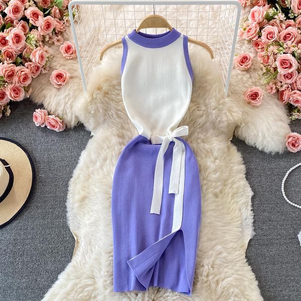 casual dresses 2021 summer color contrast knit dress girl halter neck sleeveless split fashion celebrity bodycon vest, Black;gray
casual dresses 2021 summer color contrast knit dress girl halter neck sleeveless split fashion celebrity bodycon vest, Black;gray