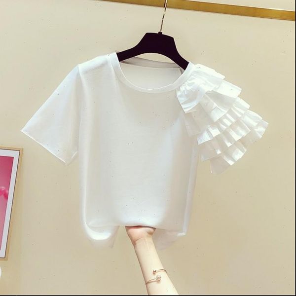 t shirt womens for women spring summer wear shoulder flounced short sleeve round collar shirts ladys white tee
t shirt womens for women spring summer wear shoulder flounced short sleeve round collar shirts ladys white tee