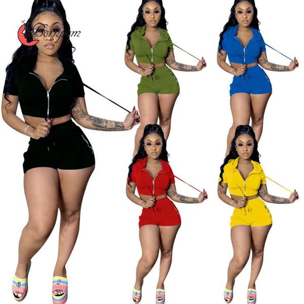 women's tracksuits 2 piece outfits sets short sleeve front zipper crop jacket with drawstring elastic waist shorts, Gray
women's tracksuits 2 piece outfits sets short sleeve front zipper crop jacket with drawstring elastic waist shorts, Gray