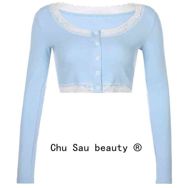 woman spring autumn slim short light blue lace o-neck long-sleeved knitted cardigan shirts cropped 210508, White
woman spring autumn slim short light blue lace o-neck long-sleeved knitted cardigan shirts cropped 210508, White