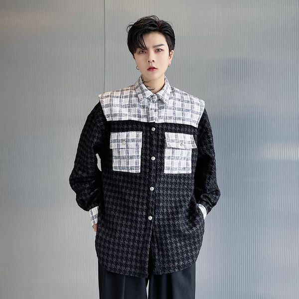 men's casual shirts 2021 autumn mens patchwork plaid long sleeve loose shirt cardigan coat streetwear fashion jacket, White;black
men's casual shirts 2021 autumn mens patchwork plaid long sleeve loose shirt cardigan coat streetwear fashion jacket, White;black