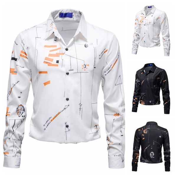 men's casual shirts fashion striped printing long-sleeved shirt business office party eu size s-2xl, White;black
men's casual shirts fashion striped printing long-sleeved shirt business office party eu size s-2xl, White;black