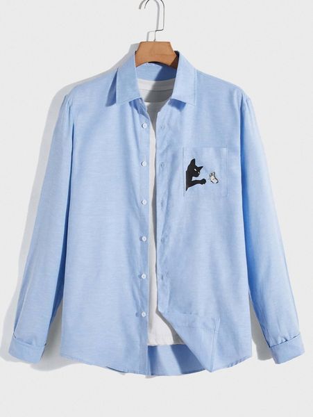 men animal print button front shirt k40l#, White;black
men animal print button front shirt k40l#, White;black