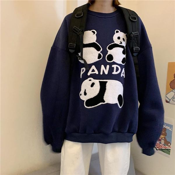 women's hoodies & sweatshirts autumn and winter thick panda letter flocking hoodie loose long-sleeved round neck college style sweatshi, Black
women's hoodies & sweatshirts autumn and winter thick panda letter flocking hoodie loose long-sleeved round neck college style sweatshi, Black