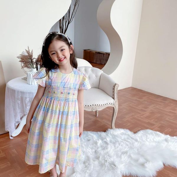 girls rainbow plaid flower embroidered flying sleeve dress summer baby clothes cotton girl's dresses, Red;yellow
girls rainbow plaid flower embroidered flying sleeve dress summer baby clothes cotton girl's dresses, Red;yellow