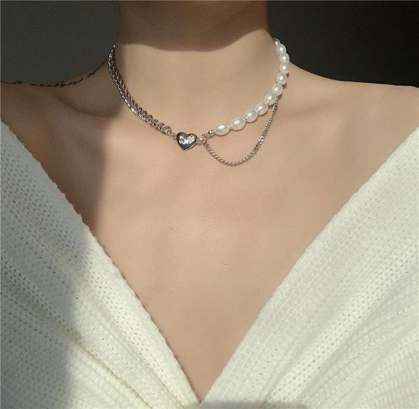 pendant necklaces minar temperament asymmetry baroque pearls necklace for women chunky linked chain love heart chokers retro jewelry, Silver
pendant necklaces minar temperament asymmetry baroque pearls necklace for women chunky linked chain love heart chokers retro jewelry, Silver