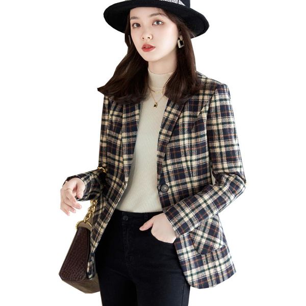 women's suits & blazers woman ladies apricot blue plaid single button blazer coat spring autumn female outwear casual jackets, White;black
women's suits & blazers woman ladies apricot blue plaid single button blazer coat spring autumn female outwear casual jackets, White;black