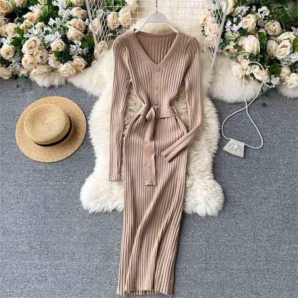 sweater dress women slim v neck bodycon es spring autumn long sleeve with belt midi robe vestidos 210525, Black;gray
sweater dress women slim v neck bodycon es spring autumn long sleeve with belt midi robe vestidos 210525, Black;gray