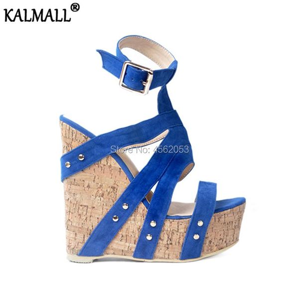 plus size 45 women runway shoes summer blue ankle strap wedge heels gold rivet studded super high platform sandals, Black
plus size 45 women runway shoes summer blue ankle strap wedge heels gold rivet studded super high platform sandals, Black