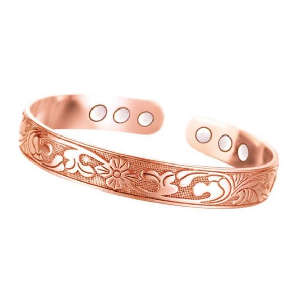 bangle women's bracelet copper rose gold color plum blossom vine leaf pattern open magnetic, Black
bangle women's bracelet copper rose gold color plum blossom vine leaf pattern open magnetic, Black
