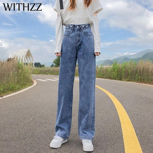 spring autumn women's high waist trousers denim straight wide legs pants asian size jeans, Blue
spring autumn women's high waist trousers denim straight wide legs pants asian size jeans, Blue