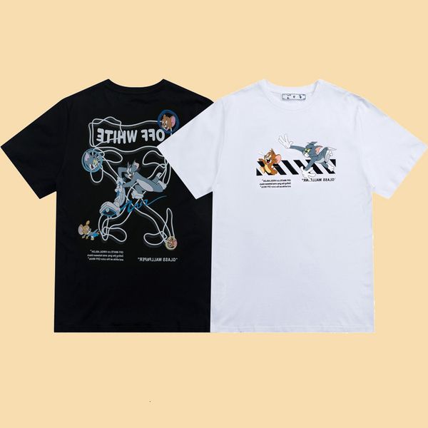 correct version off2021 summer style white t-shirt cat and mouse funny printed cotton short sleeve lovers trend, White;black
correct version off2021 summer style white t-shirt cat and mouse funny printed cotton short sleeve lovers trend, White;black