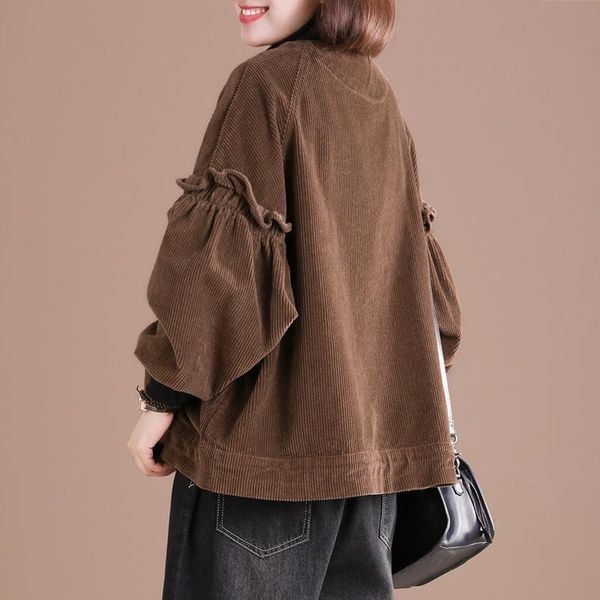 women's jackets large 2021 autumn korean loose thin solid color leisure foreign style corduroy jacket, Black;brown
women's jackets large 2021 autumn korean loose thin solid color leisure foreign style corduroy jacket, Black;brown
