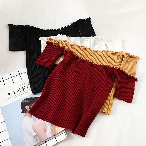 women's sweaters women fashion summer cloths one-piece collar wooden ear slim short knit sweater, White;black
women's sweaters women fashion summer cloths one-piece collar wooden ear slim short knit sweater, White;black
