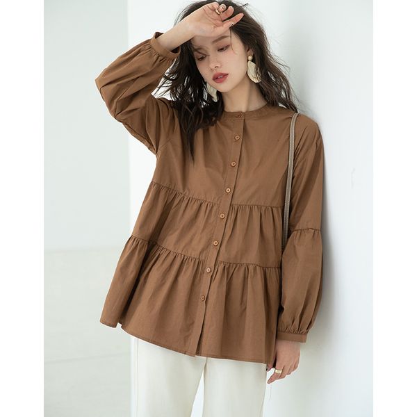 women's t shirt xiuye 2021 autumn large loose doll women's korean temperament bubble sleeve round neck cotton shirt, White
women's t shirt xiuye 2021 autumn large loose doll women's korean temperament bubble sleeve round neck cotton shirt, White