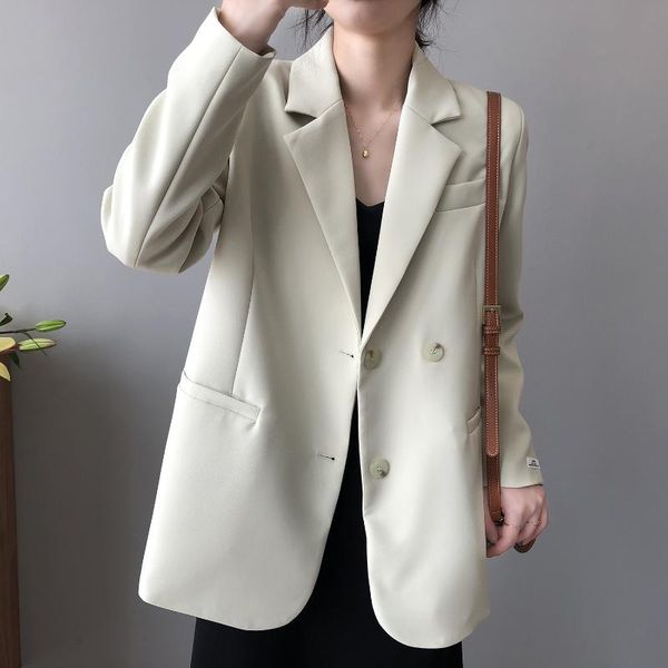 women's suits & blazers temperament white blazer 2021 spring two buttons notched suit coat british style loose long sleeve top, White;black
women's suits & blazers temperament white blazer 2021 spring two buttons notched suit coat british style loose long sleeve top, White;black