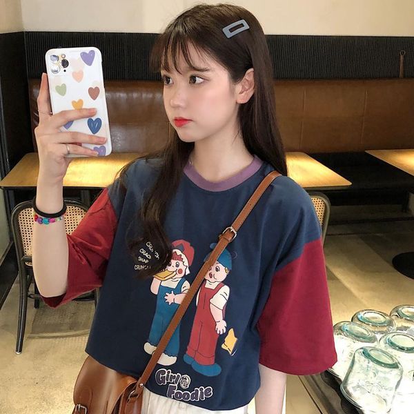 women's t-shirt oversize short sleeve cartoon cotton 2021 loose korean ins students' strange taste girls' fashion, White
women's t-shirt oversize short sleeve cartoon cotton 2021 loose korean ins students' strange taste girls' fashion, White