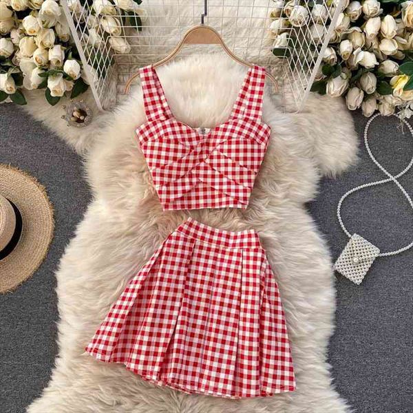 korean fashion women sweet little suit set suspender vest pleated mini skirt summer ladies plaid 2 piece outfits, Gray
korean fashion women sweet little suit set suspender vest pleated mini skirt summer ladies plaid 2 piece outfits, Gray