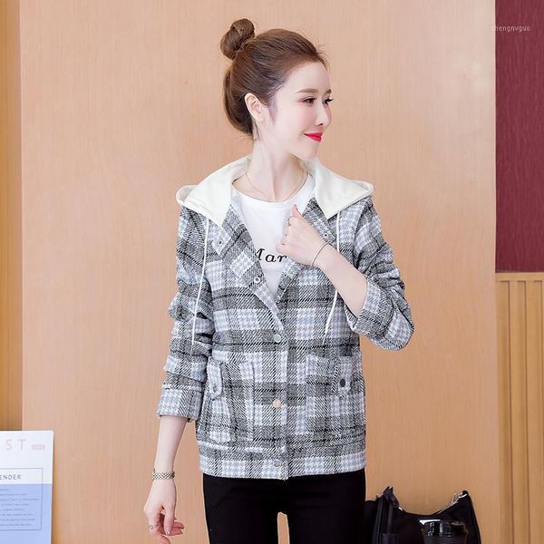 women's wool & blends woolen jacket 2021 spring autumn houndstooth blended coat ladies short lattice jackets outerwear female, Black
women's wool & blends woolen jacket 2021 spring autumn houndstooth blended coat ladies short lattice jackets outerwear female, Black
