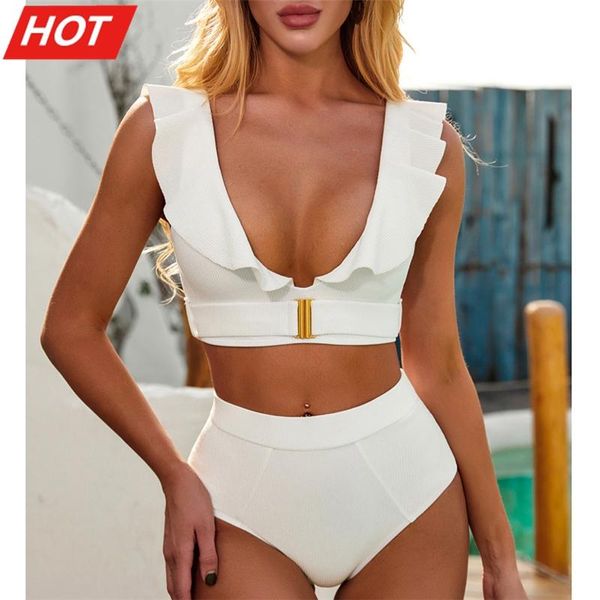 ruffle bikini swimwear women with belt 2021 summer solid swimming suit for high waist brazilian swimsuit two pieces women's, White;black
ruffle bikini swimwear women with belt 2021 summer solid swimming suit for high waist brazilian swimsuit two pieces women's, White;black