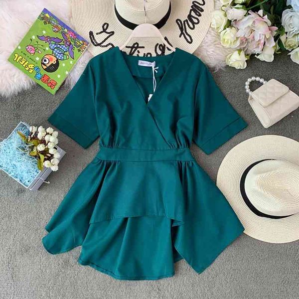 casual ladies spring summer solid blouse v neck short sleeve irregular ruffles chiffon chic women's 210520, White
casual ladies spring summer solid blouse v neck short sleeve irregular ruffles chiffon chic women's 210520, White