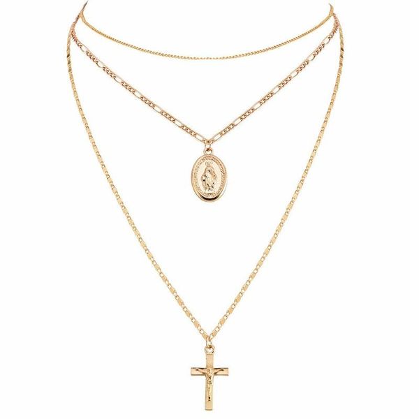 chains necklaces cross jewelry multilayer womans chain necklace figure pendant round gold color vintage european stainless naszyjnik, Silver
chains necklaces cross jewelry multilayer womans chain necklace figure pendant round gold color vintage european stainless naszyjnik, Silver