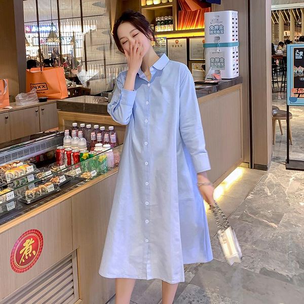 maternity dresses 981# dress long sleeves turn down collar plain color midi plus size pregnancy loose large, White
maternity dresses 981# dress long sleeves turn down collar plain color midi plus size pregnancy loose large, White