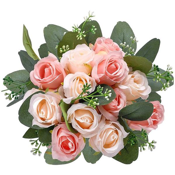 17pcs artificial rose flowers, 12 silk flowers and 5 eucalyptus leaves stems in bulk, for wedding party decorative & wreaths
17pcs artificial rose flowers, 12 silk flowers and 5 eucalyptus leaves stems in bulk, for wedding party decorative & wreaths