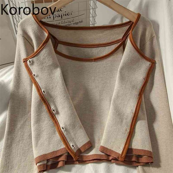 korobov new arrival cardigans and tank 2 pieces sets korean o neck single breasted 2 outfits sweet female suits 210430, White;black
korobov new arrival cardigans and tank 2 pieces sets korean o neck single breasted 2 outfits sweet female suits 210430, White;black