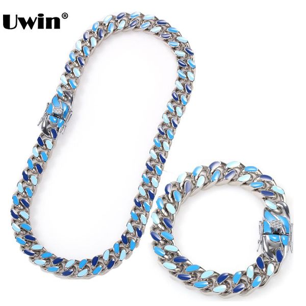 earrings & necklace uwin hiphop jewelry 12mm triple blue colors ne&ba set for men stainless steel cuban chain 8'' and 18', Silver
earrings & necklace uwin hiphop jewelry 12mm triple blue colors ne&ba set for men stainless steel cuban chain 8'' and 18', Silver