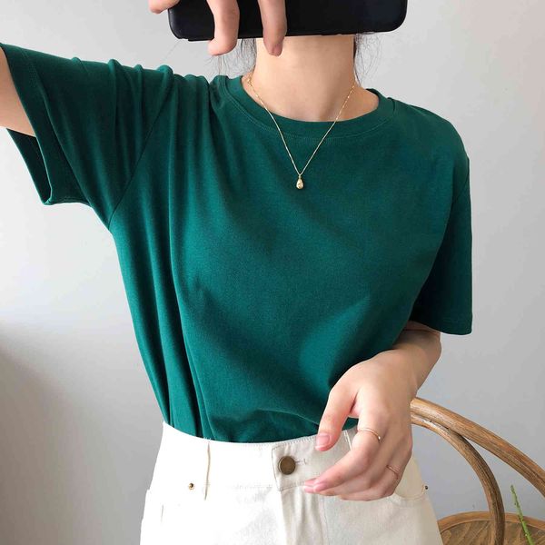 women's t-shirt solid color short sleeve basic t-shirt female 2021 summer casual pullovers korean round neck loose trend r6a0, White
women's t-shirt solid color short sleeve basic t-shirt female 2021 summer casual pullovers korean round neck loose trend r6a0, White