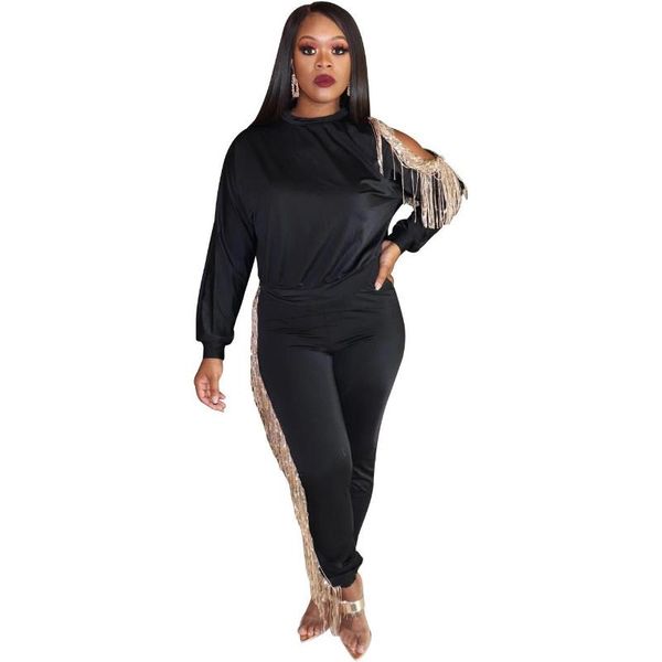 two piece dress women cold shoulder tassel set casual fring pullover cropped pencil pants suit o-neck solid tracksuit, White
two piece dress women cold shoulder tassel set casual fring pullover cropped pencil pants suit o-neck solid tracksuit, White