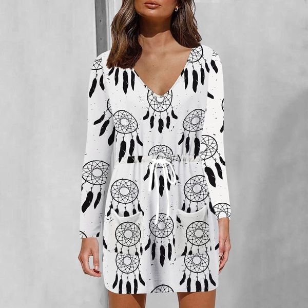 casual dresses women autumn v-neck star feather printed long sleeves slim waist drawstring dress vetement femme 2021 midi, Black;gray
casual dresses women autumn v-neck star feather printed long sleeves slim waist drawstring dress vetement femme 2021 midi, Black;gray