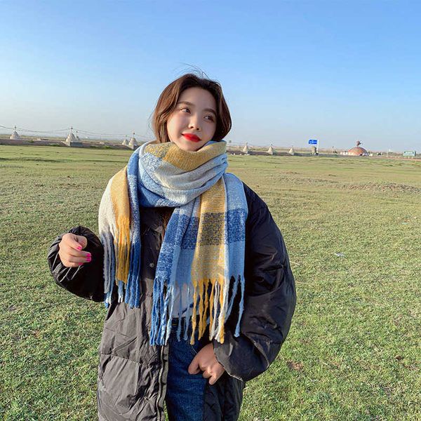 2021 plaid scarf winter women's square korean imitation cashmere scarf thickened shawl checkerboard, Blue;gray
2021 plaid scarf winter women's square korean imitation cashmere scarf thickened shawl checkerboard, Blue;gray