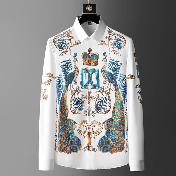 men's casual shirts 2021 autumn luxury printed men long sleeve business dress shirt slim social tuxedo streetwear chemise homme, White;black
men's casual shirts 2021 autumn luxury printed men long sleeve business dress shirt slim social tuxedo streetwear chemise homme, White;black