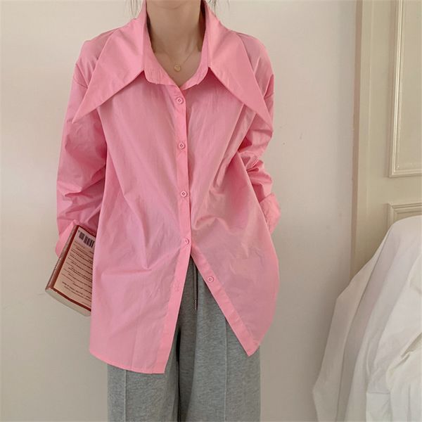korean solid all match brief casual women minimalist shirts loose female stylish blouses 210421, White
korean solid all match brief casual women minimalist shirts loose female stylish blouses 210421, White