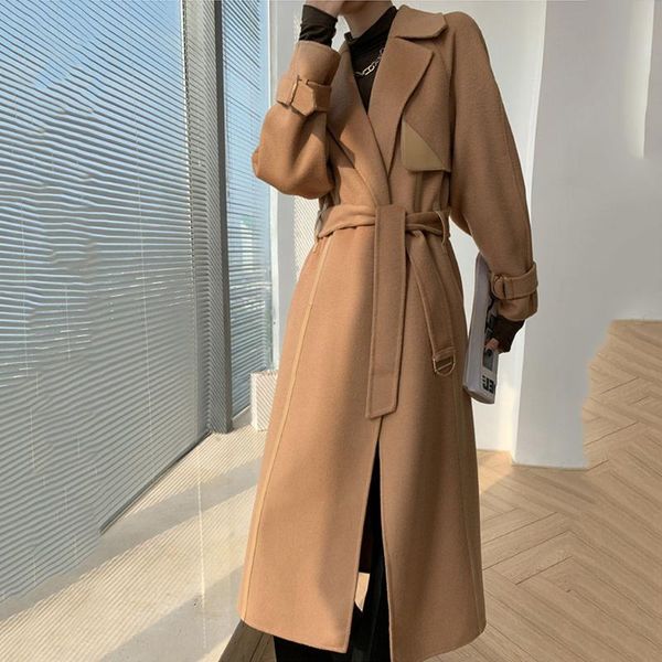 women's wool & blends 2021 autumn and winter simple lacing woolen coat female temperament large size loose thick long over-the-knee, Black
women's wool & blends 2021 autumn and winter simple lacing woolen coat female temperament large size loose thick long over-the-knee, Black