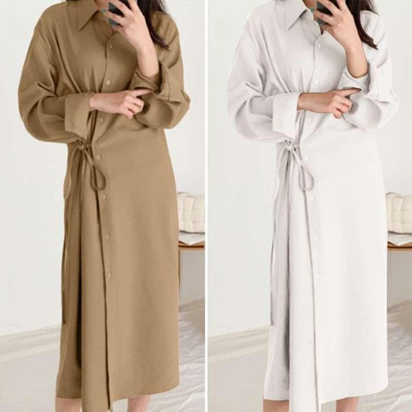 casual dresses zanzea female elegant korean style vestidos fashion drawstring midi dress ladies solid lapel full sleeves robe oversized, Black;gray
casual dresses zanzea female elegant korean style vestidos fashion drawstring midi dress ladies solid lapel full sleeves robe oversized, Black;gray