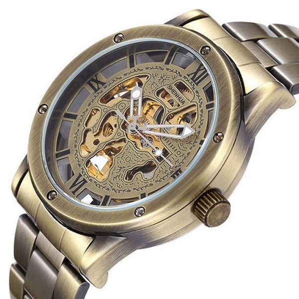 automatic bronze watch men luxury brand clock male stainless steel antique steampunk skeleton mechanical wristwatch wristwatches, Slivery;brown
automatic bronze watch men luxury brand clock male stainless steel antique steampunk skeleton mechanical wristwatch wristwatches, Slivery;brown