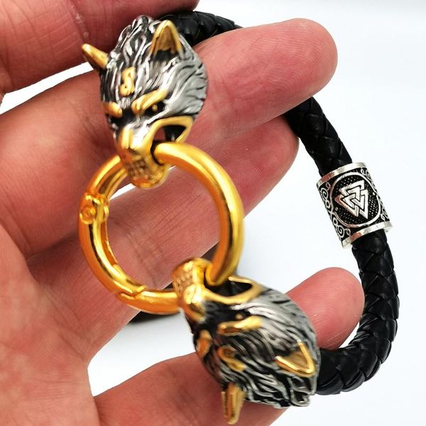 charm bracelets viking wolf rune bead bracelet men's stainless steel gold head punk leather biker jewelry with gift bag, Golden;silver
charm bracelets viking wolf rune bead bracelet men's stainless steel gold head punk leather biker jewelry with gift bag, Golden;silver