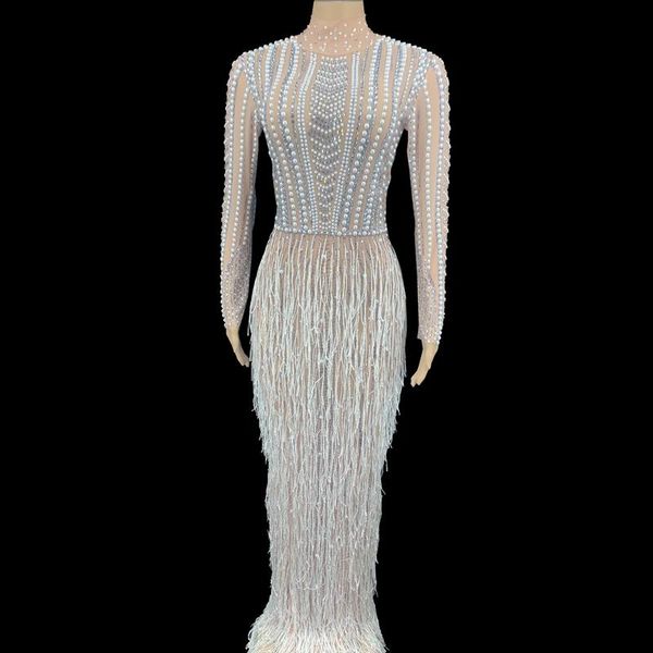 sparkly rhinestone pearl fringes long dress women evening prom party birthday dresses tassel stage costume luxury outfit casual, Black;gray
sparkly rhinestone pearl fringes long dress women evening prom party birthday dresses tassel stage costume luxury outfit casual, Black;gray