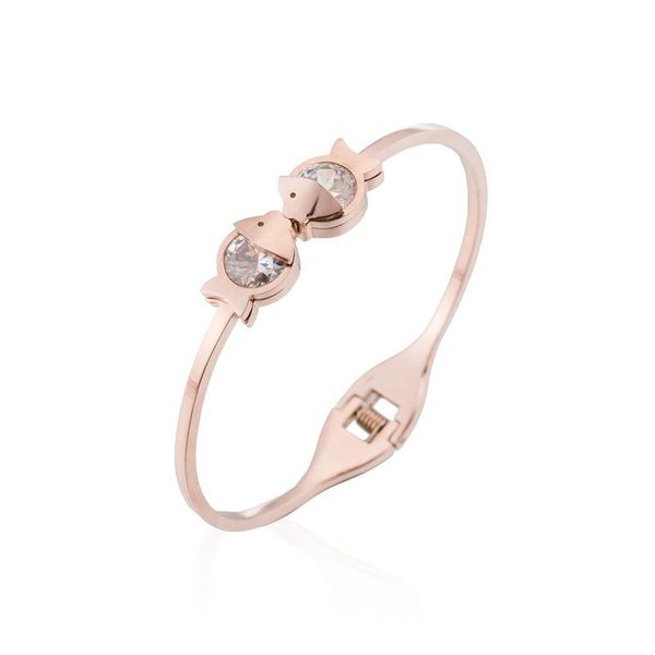 rose gold titanium steel bangle fashion jewelry bracelet kiss fish design zircon wristlet jewel girl women female gifts, Black
rose gold titanium steel bangle fashion jewelry bracelet kiss fish design zircon wristlet jewel girl women female gifts, Black