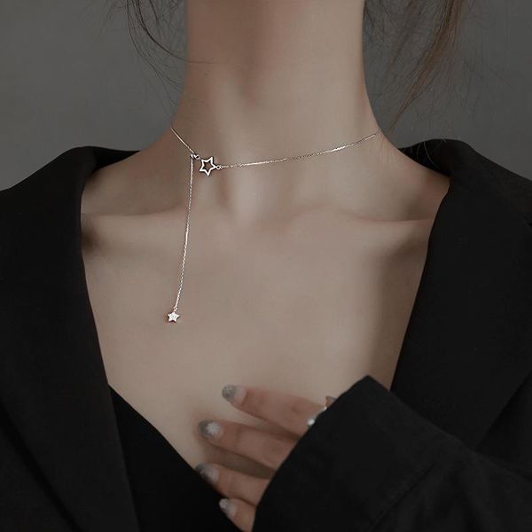 chains elegant 925 sterling silver star necklace shiny five-pointed hollow pendant stretchable collar charming couple jewelry
chains elegant 925 sterling silver star necklace shiny five-pointed hollow pendant stretchable collar charming couple jewelry