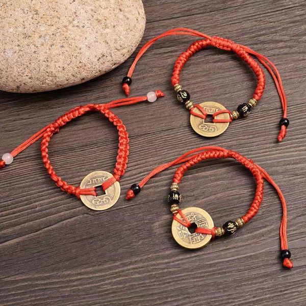 beaded, strands red rope braided copper coin bracelet zhaocai hand pure handcraft good luck, Black
beaded, strands red rope braided copper coin bracelet zhaocai hand pure handcraft good luck, Black