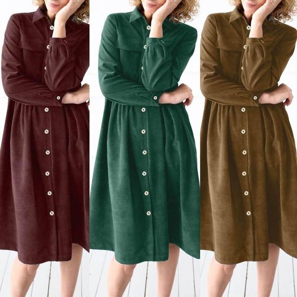 vintage autumn corduroy sundress zanzea women lapel neck long sleeve dress elegant button down casual female solid midi vestido7 dresses, Black;gray
vintage autumn corduroy sundress zanzea women lapel neck long sleeve dress elegant button down casual female solid midi vestido7 dresses, Black;gray