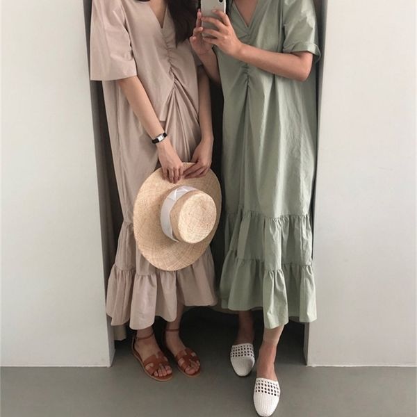 women's summer dresses causal elegant vintage oversize pleated lady wild robe beach long green dress 210416, White
women's summer dresses causal elegant vintage oversize pleated lady wild robe beach long green dress 210416, White