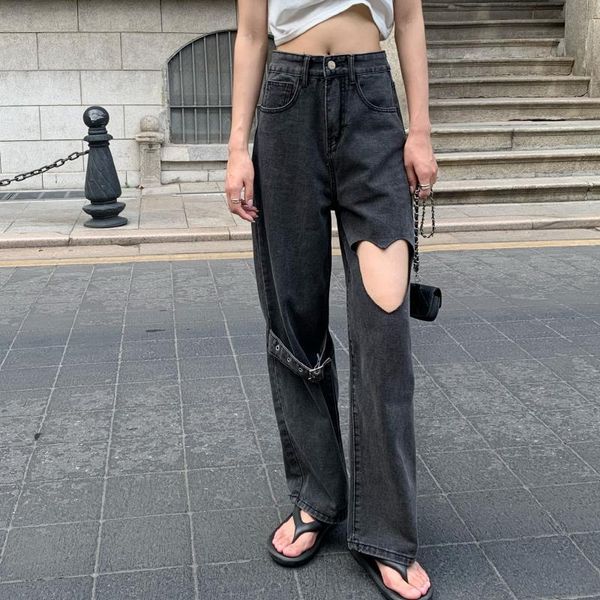 women's jeans jmprs streetwear women high waist love hollow out designed wide leg denim pants 100% cotton casual female loose, Blue
women's jeans jmprs streetwear women high waist love hollow out designed wide leg denim pants 100% cotton casual female loose, Blue