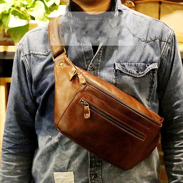 vintage men's leather chest bag casual motorcycle waist large capacity travel 8725# bags
vintage men's leather chest bag casual motorcycle waist large capacity travel 8725# bags