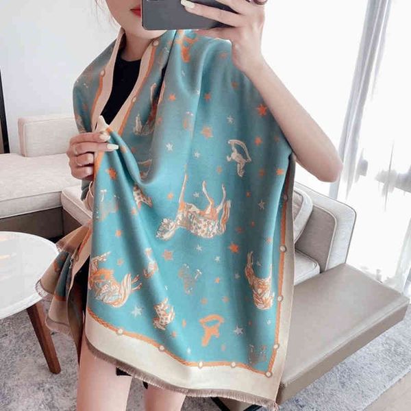 70% off design scarf net red wind autumn and winter 2021 korean new live broadcast imitation cashmere double-sided shawl female gu4a, Blue;gray 
70% off design scarf net red wind autumn and winter 2021 korean new live broadcast imitation cashmere double-sided shawl female gu4a, Blue;gray